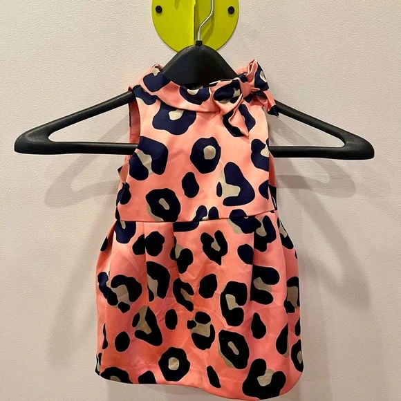 Janie and Jack Pink Leopard Print Dress, diaper cover 6-12 mo Easter Spring