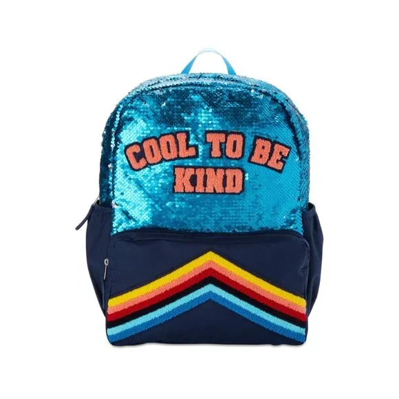 Wonder Nation Girls' Blue Sequin Backpack School Travel Spirit Cool To Be Kind‎
