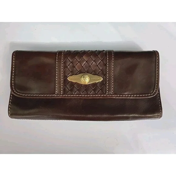 Elliott Lucca Brown Leather Clutch Shoulder Bag (No Strap)‎
