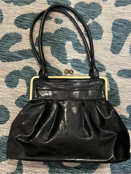 Bueno Black Shoulder Bag with Gold Accents