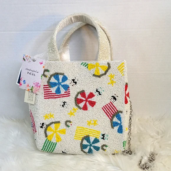 India Boutique Multicolor Beaded‎ Umbrella Tote