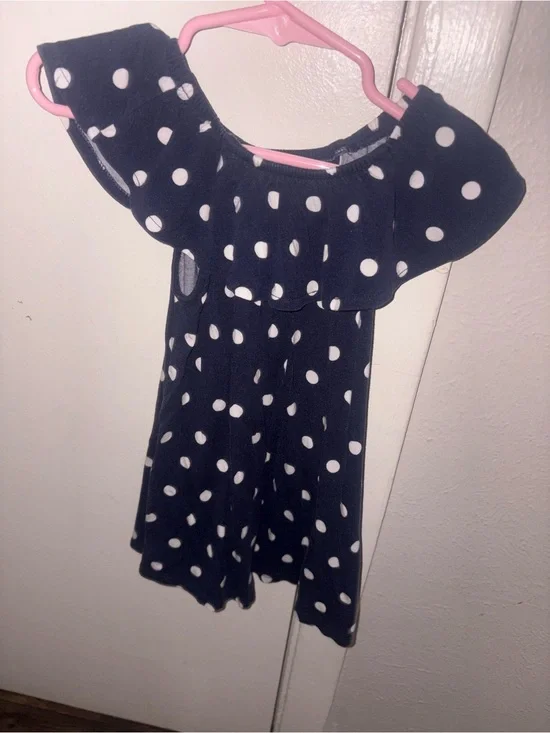 Girls Navy Blue Polka Dot dress 18-24m
