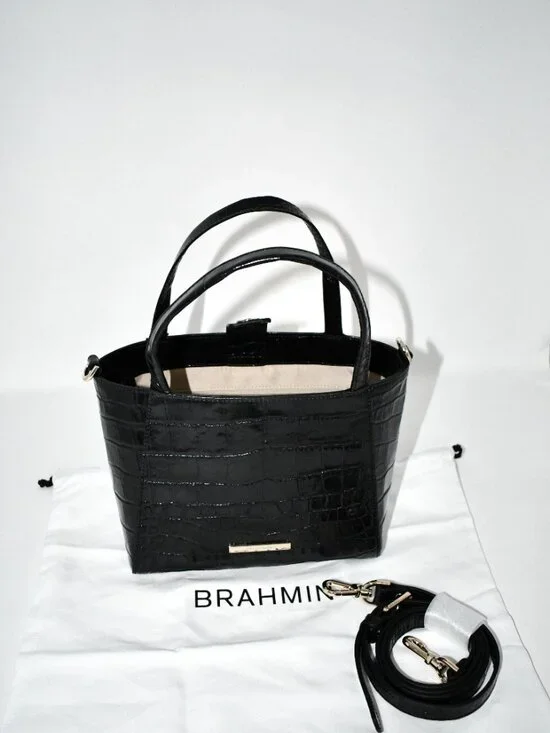 BRAHMIN Alba Collection SMALL Mona Tote Bag in Black #11092663 NWT Details: Smal