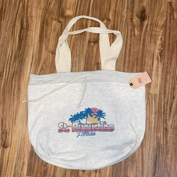 MV SPORT women’s tote shoulder bag graphic St Augustine Florida sweatshirt gray