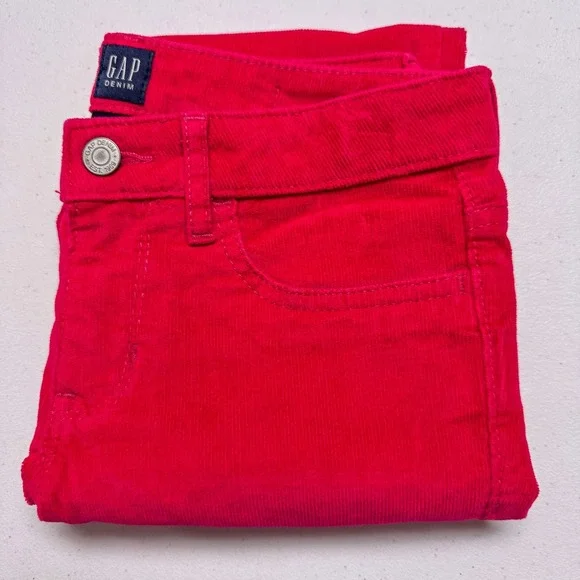Gap Stretch Jegging Pants Girls 14‎ Regular Red Corduroy Skinny Mid Rise Denim