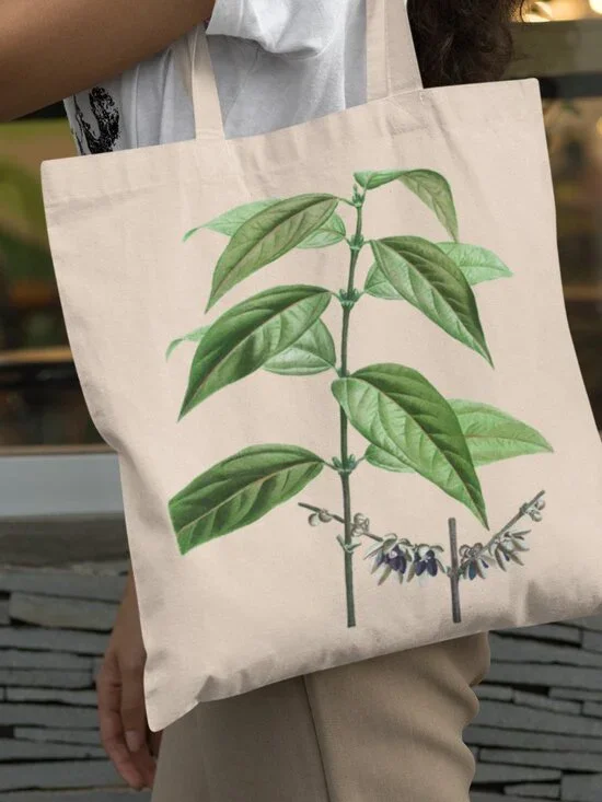 Wintersweet Vintage Floral Print Graphic Canvas Tote Bag