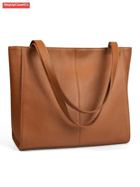Genuine Leather Tote Bag for Women Work Travel with 14