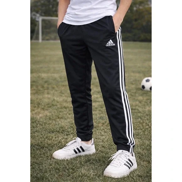 Adidas Joggers 3-Stripe Tricot Black Size L 14/16 Kids Athletic Training‎ Pants