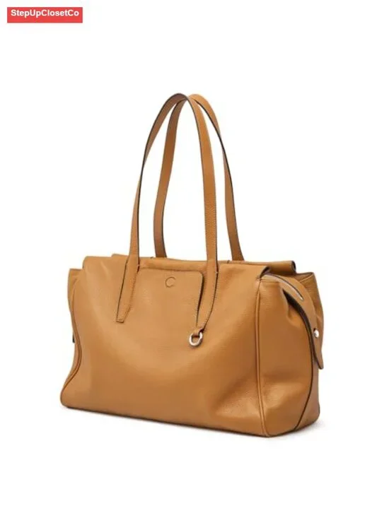 Real Leather Tote Bag Large Shoulder Bag Padded Laptop Compartment Crossbody