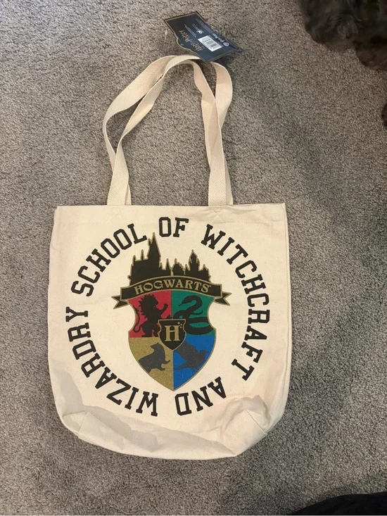 Harry Potter Slytherin Canvas Tote Bag NWT Reusable Shoulder Bag