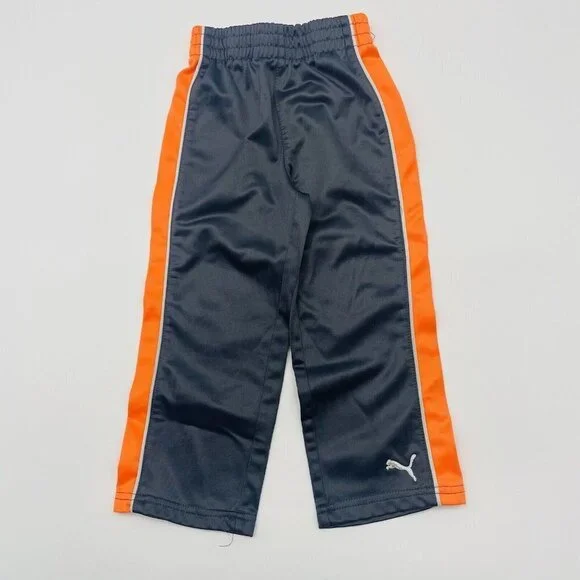 Puma Toddler Boys Size 2T Pull On‎ Warm Up Pants with Side Stripe in Gray 2178