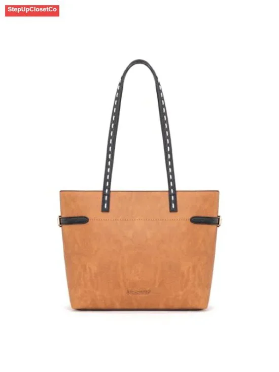 Minimalist Vegan Leather Tote Bag Women's Shoulder Handbag Hobo Purse with