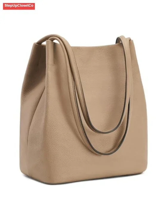 Genuine Leather Tote Handbag Women's Soft Top Grain Cowhide Purse