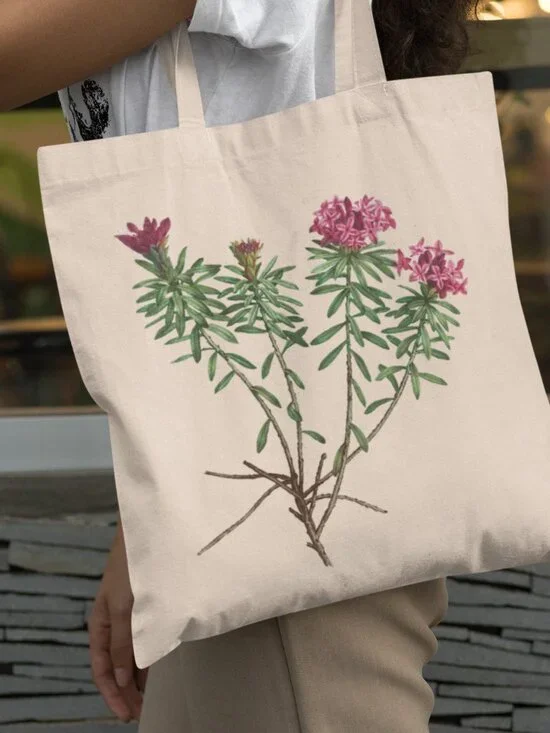 Garland Flower Vintage Floral Print Graphic Canvas Tote Bag
