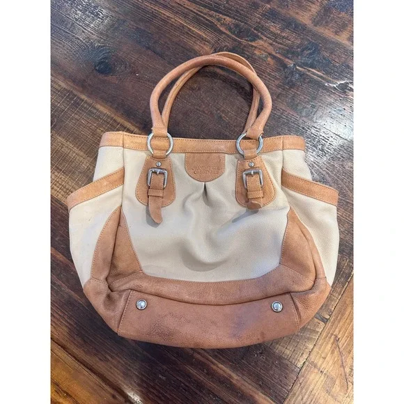 Grand Prix Originals Tan Cream Leather‎ Tote Bag Shoulder Purse Equestrian Style