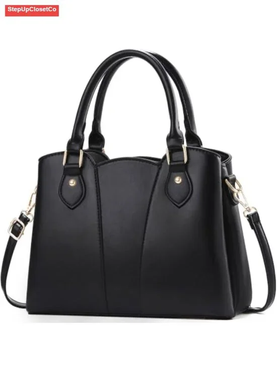 Women's Vegan Leather Crossbody Tote Satchel Purse with Zipper