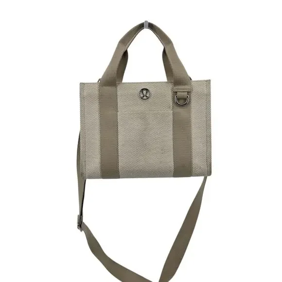 Lululemon Beige Two-Tone Canvas Mini Tote Bag 4.5L W/ Removable Adjustable Strap