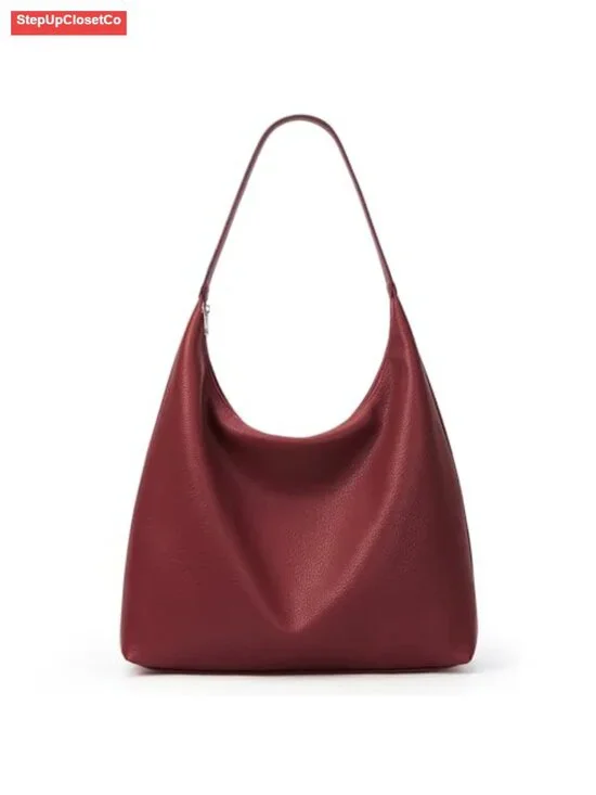 Slouchy Tote Bag 18L Casual Vegan Leather Crescent Hobo Zipper