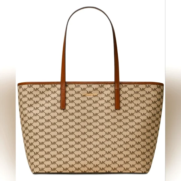 Michael Kors Emry Signature Logo Large Top Zip Tote 38f7xe4t7v Luggage $328 MSRP