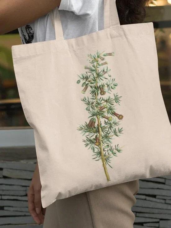 African Boxthorn Vintage Floral Print Graphic Canvas Tote Bag