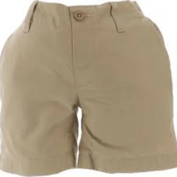 NWT LANDS' END INIFORM GIRL'S PULL ON SHORTS KHAKI LARGE (6X-7)