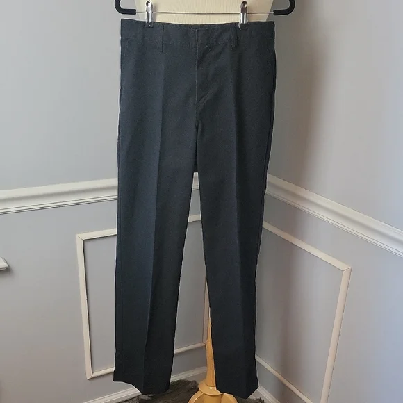 DICKIES Black Chino Style Straight Leg Dress‎ Casual Adjustable Waist Pants 16