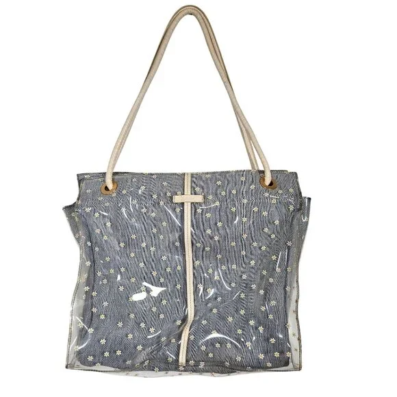 Hammitt Benjamin Daisy Print‎ Tote Bag Los Denim & Clear PVC Los Angeles