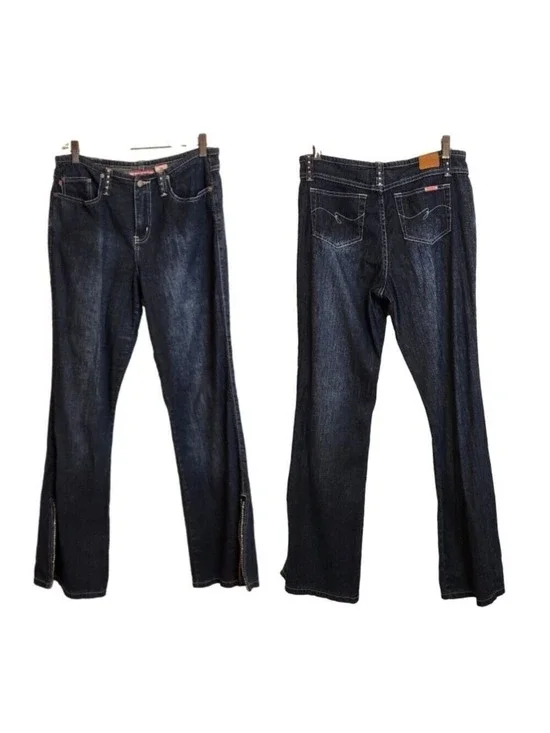 Zana Di Girls Y2k Flare Denim Jeans Dark Wash Size 16