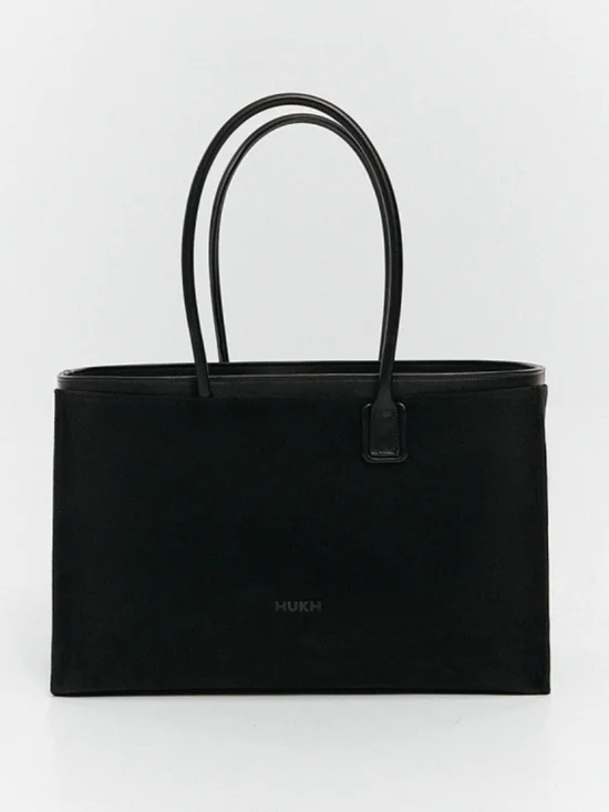 HUKH Lina large suede tote in black