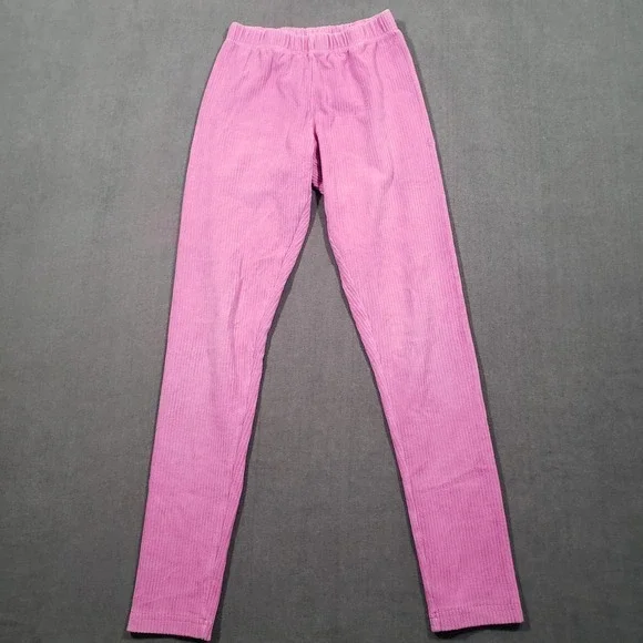 Hanna Andersson Leggings Girls Size 12 Pink Ribbed Cotton Blend Pull On‎ Pants