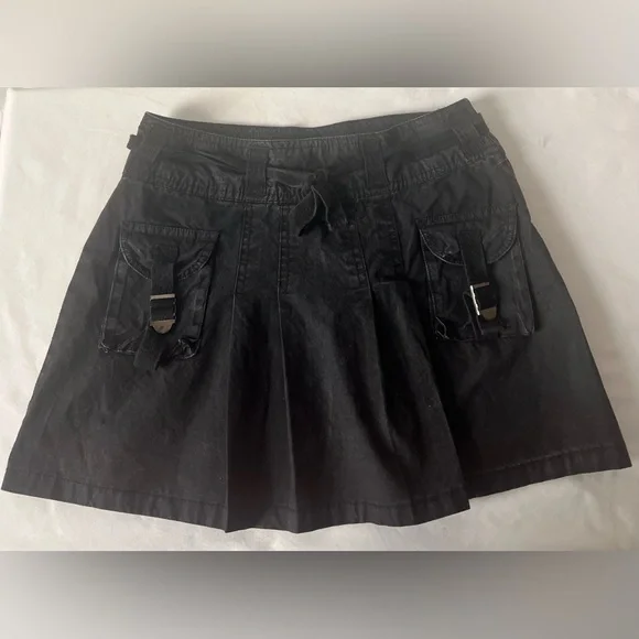 Sugar‎ and Summer Girl’s Chic Black Skirt with Buckle Pockets, Size L, NWOT