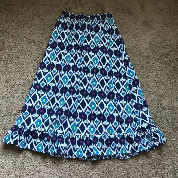 Cherokee Skirt Girls Size 7/8 Navy Blue Multicolored‎ Long Lined Elastic Waist