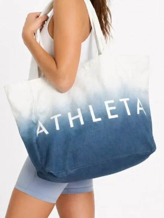 Athleta 100% Cotton Canvas Ombre Tote Bag, Fully Lined