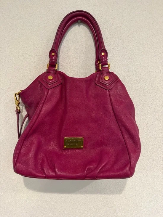 Marc Jacobs Hot Pink Pebbled Leather Tote with Gold Hardware