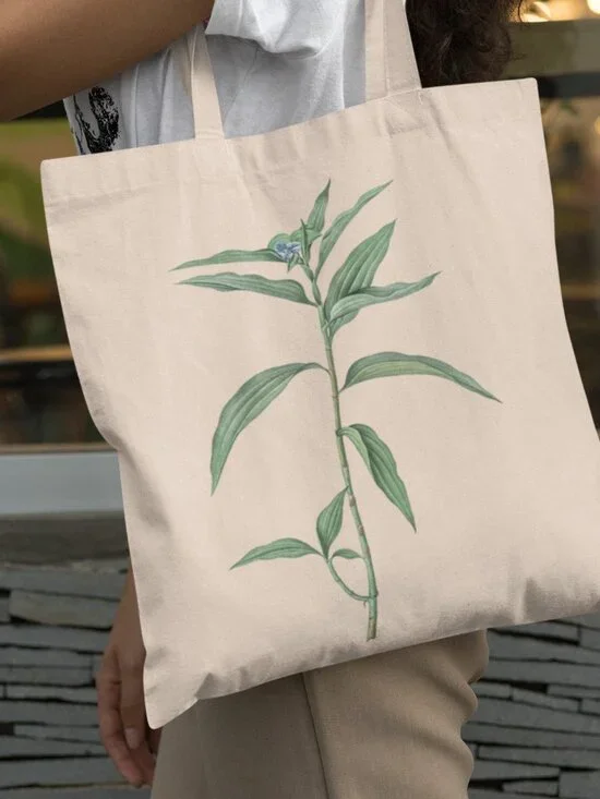 Dayflower Vintage Floral Print Graphic Canvas Tote Bag