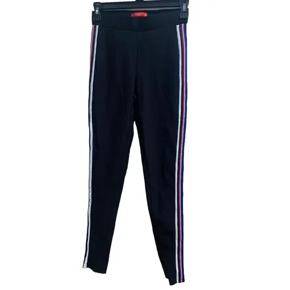 Butterfly by Maze, Girls Medium‎ Black Leggings with Stripes, EUC