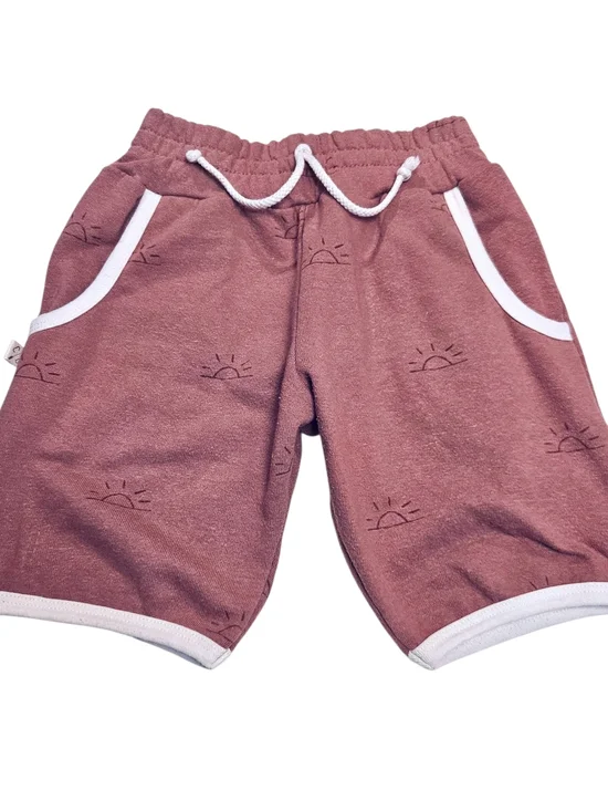 Childhoods Clothing Retro Ringer Shorts Sunrise Print In Rust Unisex Size 8