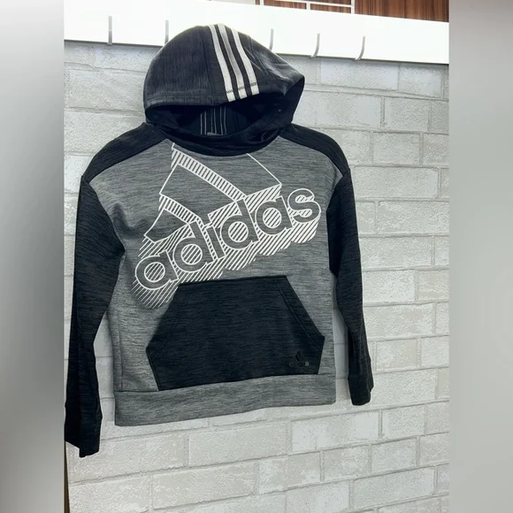 Adidas Charcoal and Black Logo Hoodie