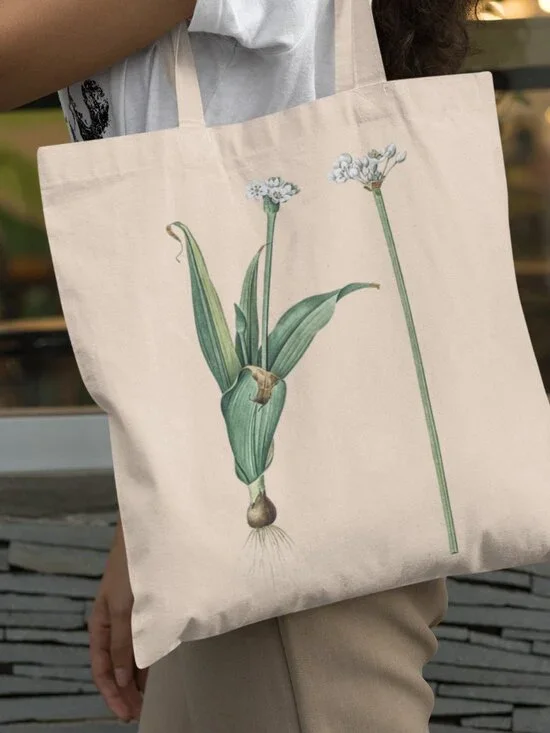 Ornamental Onion Vintage Floral Print Graphic Canvas Tote Bag