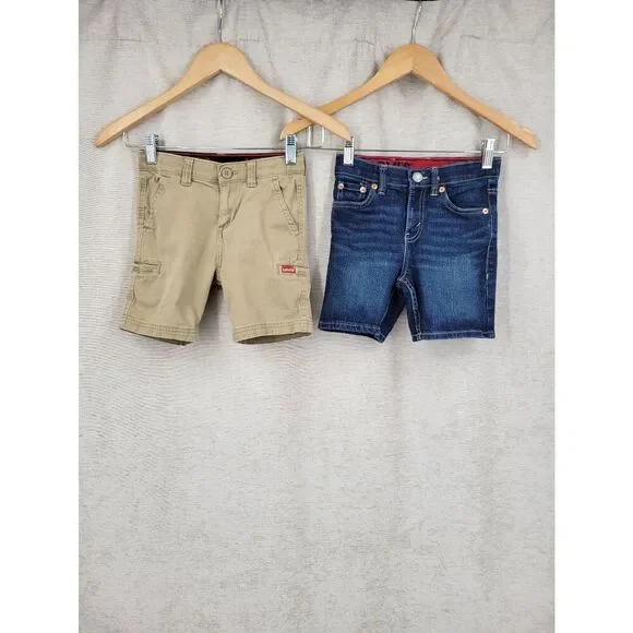 Levi's Tan Cargo and Blue Jean Denim Shorts Kids Boys Size 4/5
