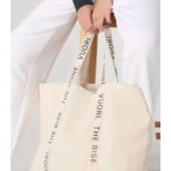 VUORI The Rise The Shine Natural/Cream Canvas Oversize Tote Bag‎