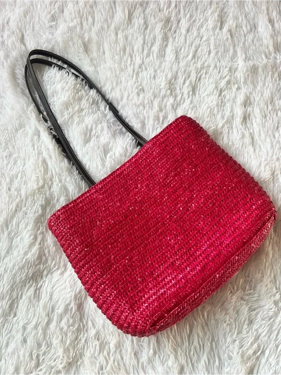 Pink Woven Tote Bag