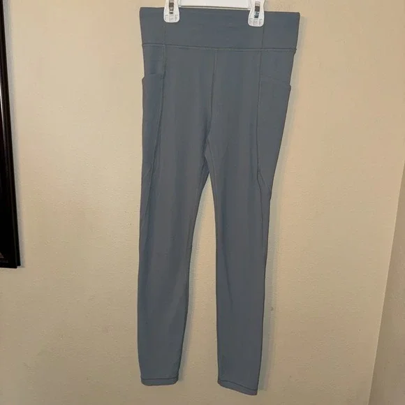 Athleta‎ Girl XL 14 High Rise Stash Your Treasures Leggings Blue Grey Pockets