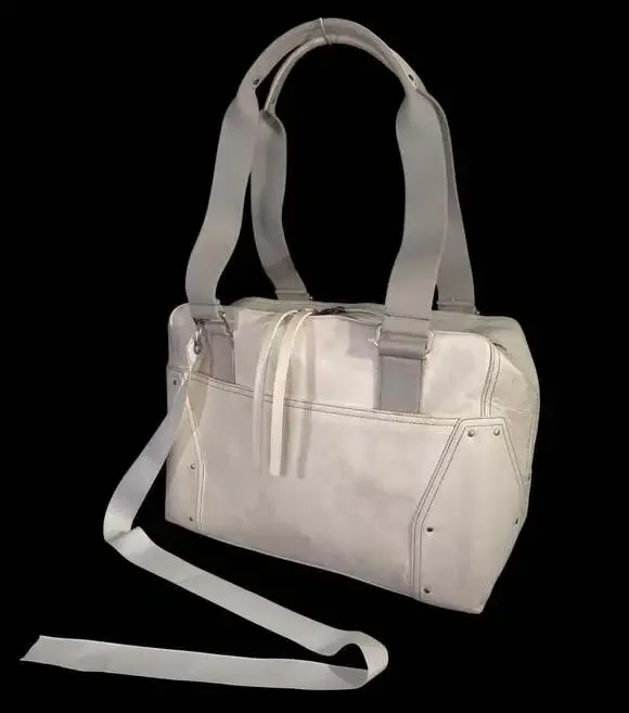 Rick Owens Leather Tote Shoulder Bag Unisex Off White Distressed $1850