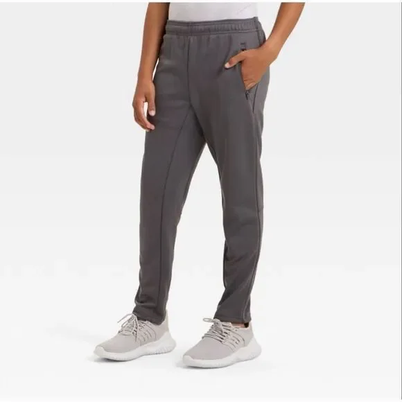 Boys Performance Jogger Pants Gray Zip Pocket Athletic 4/5 All In Motion NWT