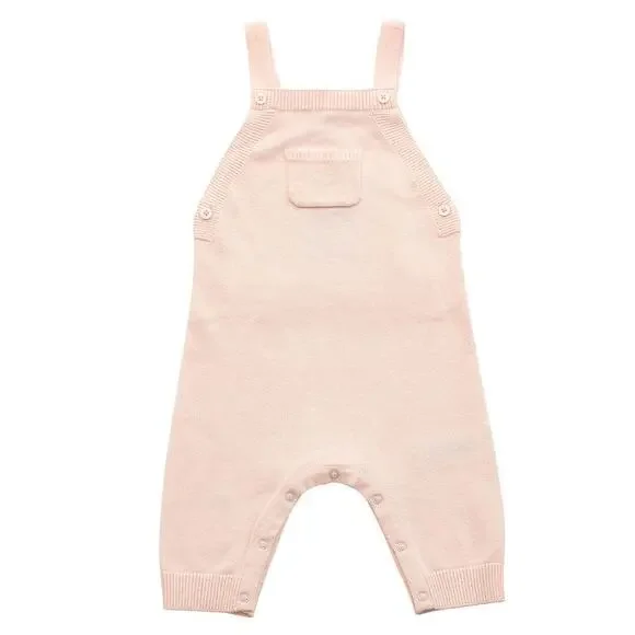 Angel Dear Pink Knit Ruffle Overalls - Baby 6-12M