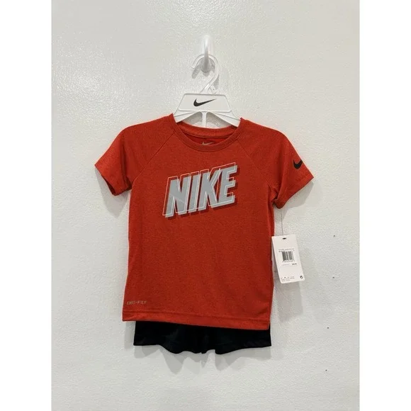 Nike Dri-FIT‎ Boys 2-Piece Athletic Shorts Set Size 4 Red Black Activewear NWT