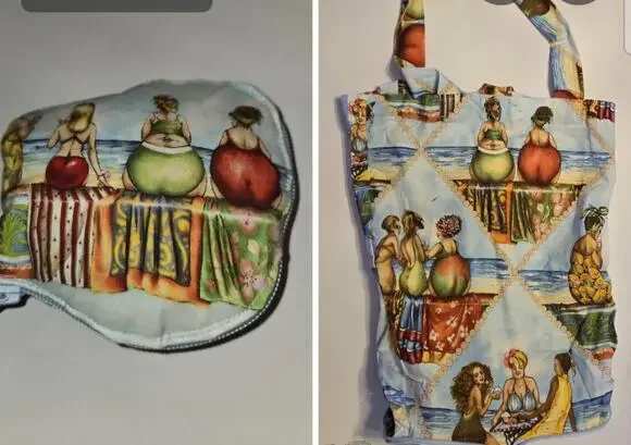 Pocket Tote By Que Linder Fruit Bottom Beach Ladies Pocket Turns Into A Tote Bag