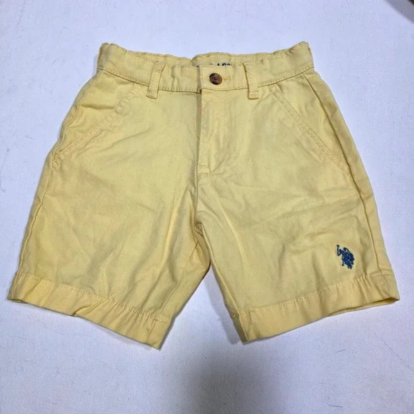 U.S. Polo Assn. Chino Shorts Boys 6 Yellow Embroidered Logo Twill Casual Summer