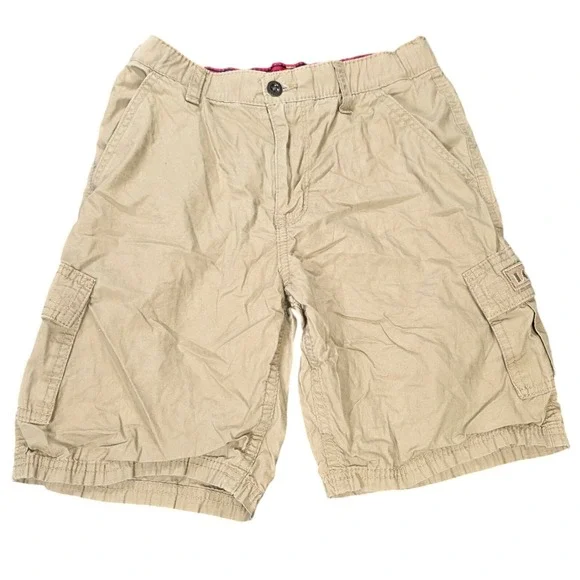 Levis Cargo Shorts Boy's Size 14 Regular Khaki Tan Cotton‎ Zip Elastic Waist